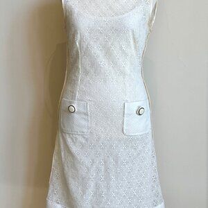 Authentic Dolce and Gabbana White Lace Dress with Silk Trim